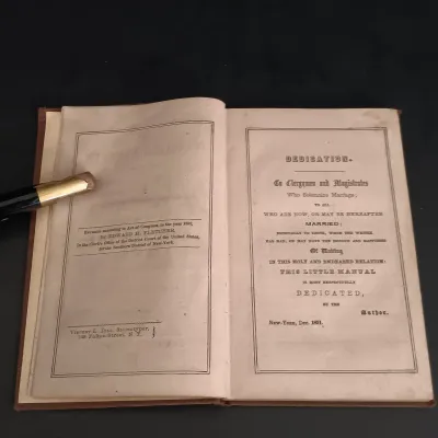 LOT 204: Latched New Testament 1863 with The Marriage Memento 1852 & Peep of Day 1877