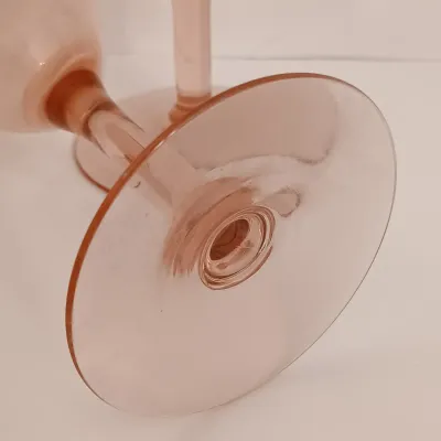 LOT 213: Pink Depression Glass Stemmed Glasses, Dish and Glass
