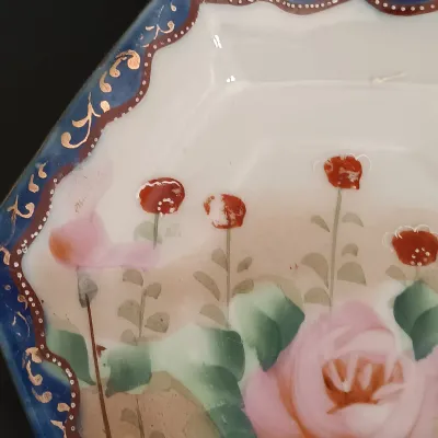 LOT 232: Bombay Rosette Salad Plates with Porcelain Tea Pot, Creamer, Sugar Bowl & Tea Cup