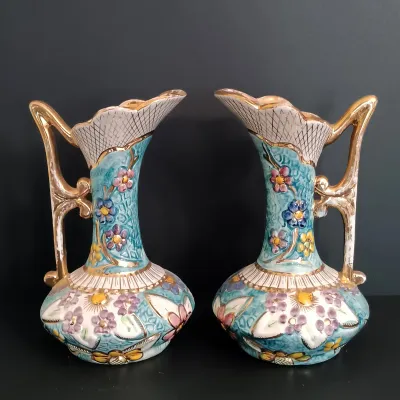 LOT 223: Bequet-Style Belgium Made Porcelain Ewers