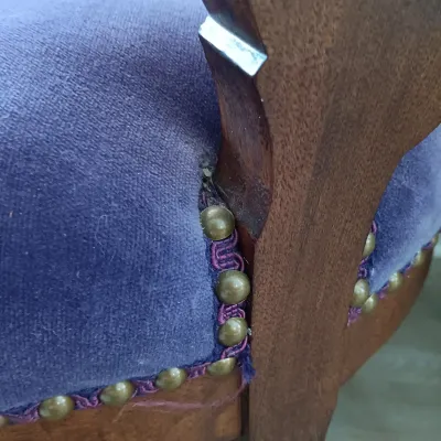 LOT 193: Pair of Victorian-Style Purple Velvet Upholstered Chairs