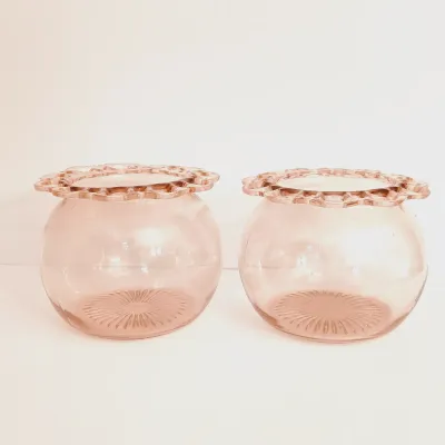 LOT 240: Pink Depression Glass Open Lace Border Glassware