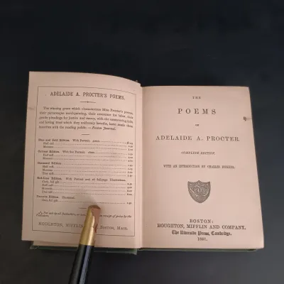LOT 205: Sir Walter Scott Poetry with Bamboo Pattern Leather Cover, Classic Poems Circa 1908 & The Poems of Adelaide A Procter 1881