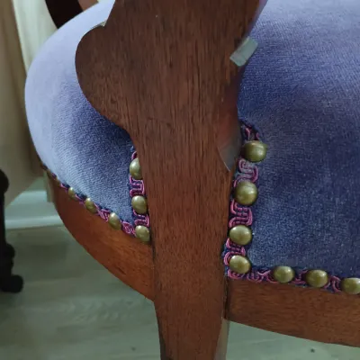 LOT 193: Pair of Victorian-Style Purple Velvet Upholstered Chairs