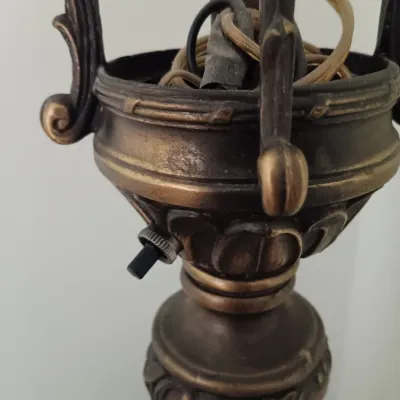 LOT 191: Vintage Metal Torchiere with Glass Shade