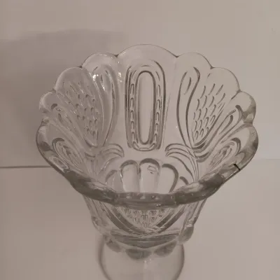 LOT 137: Vintage Footed Celery Vase & Double Arm Candelabra