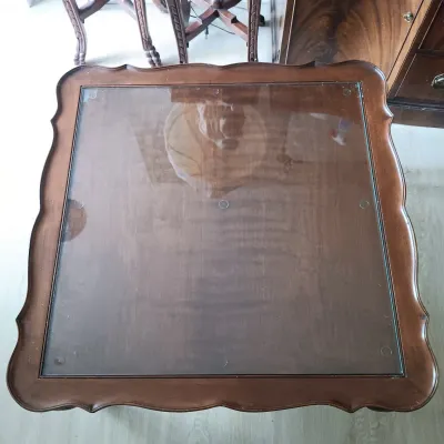 LOT 217: Vintage Imperial Furniture Co. Glass-Top Mahogany Coffee Table