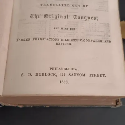 LOT 202: Latched Holy Bible 1868 - S. D. Burlock Philadelphia Publishing