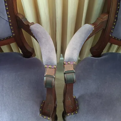 LOT 193: Pair of Victorian-Style Purple Velvet Upholstered Chairs