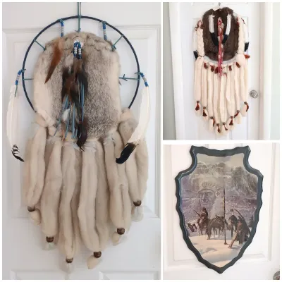 LOT 236: Pair of Native American Mandala Dream Catchers with House of Lloyd Arrowhead Resin Wall Art