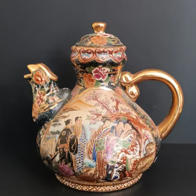 LOT 222: Royal Satsuma Hand-Painted Pheasant Teapot