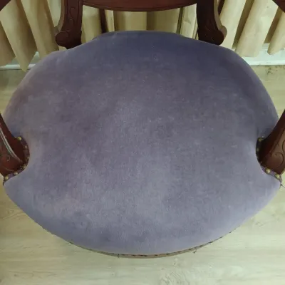 LOT 193: Pair of Victorian-Style Purple Velvet Upholstered Chairs