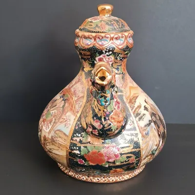 LOT 222: Royal Satsuma Hand-Painted Pheasant Teapot