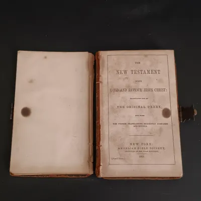 LOT 204: Latched New Testament 1863 with The Marriage Memento 1852 & Peep of Day 1877