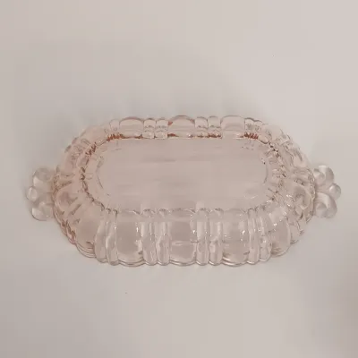 LOT 215: Collection of Pink Depression Glass - Hobnail Glasses and Scalloped Dishes