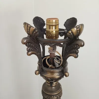 LOT 191: Vintage Metal Torchiere with Glass Shade