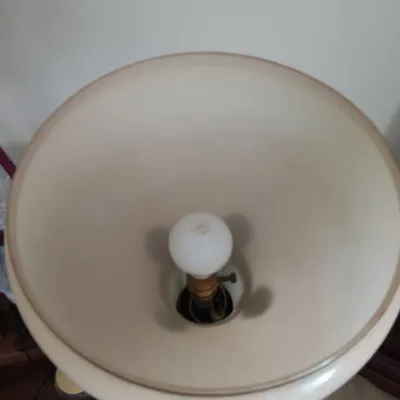 LOT 191: Vintage Metal Torchiere with Glass Shade