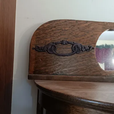 LOT 229: Antique Curved Glass Curio Cabinet