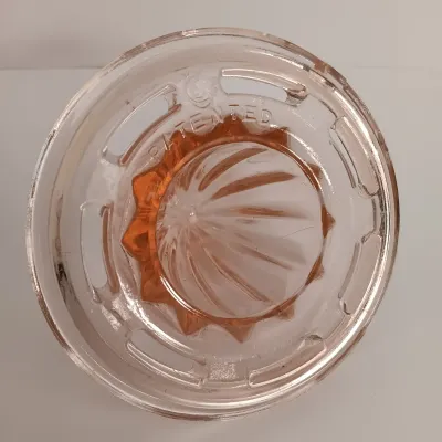LOT 216: Collection of Pink Depression Glass - Pitcher, Juicer, Creamer and Sugar Bowl