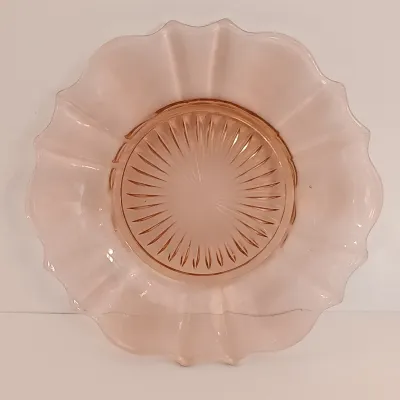 LOT 213: Pink Depression Glass Stemmed Glasses, Dish and Glass