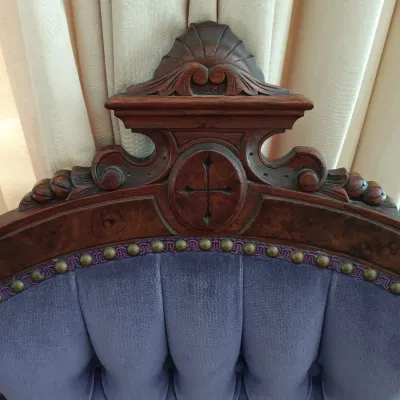 LOT 193: Pair of Victorian-Style Purple Velvet Upholstered Chairs