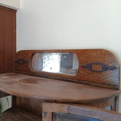 LOT 229: Antique Curved Glass Curio Cabinet