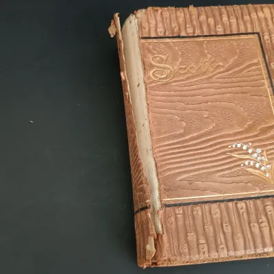 LOT 205: Sir Walter Scott Poetry with Bamboo Pattern Leather Cover, Classic Poems Circa 1908 & The Poems of Adelaide A Procter 1881