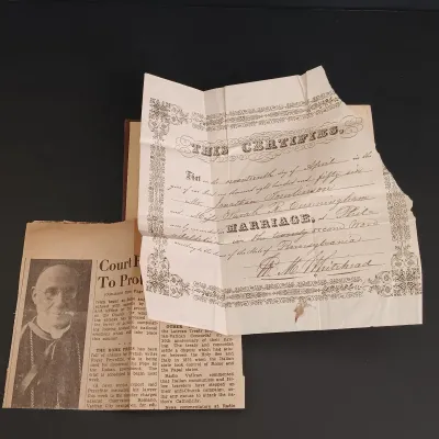 LOT 204: Latched New Testament 1863 with The Marriage Memento 1852 & Peep of Day 1877
