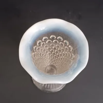 LOT 234: Krome Kraft Art Deco Nude Figural Candlestick Holders with Moonstone Glass Hobnail Bud Vase