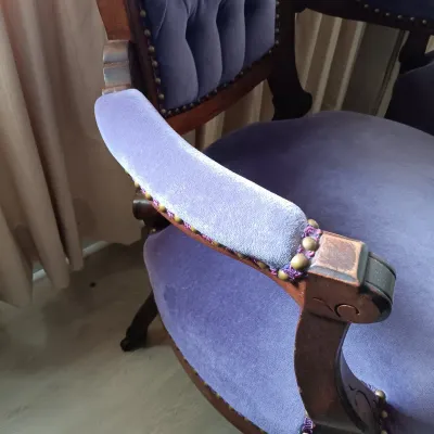 LOT 193: Pair of Victorian-Style Purple Velvet Upholstered Chairs