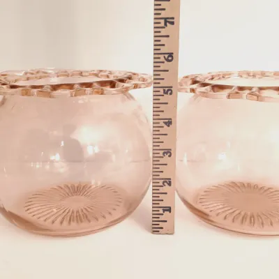 LOT 240: Pink Depression Glass Open Lace Border Glassware