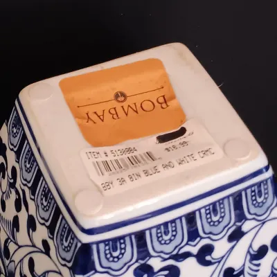 LOT 230: Bombay Blue and White Ceramic Canisters & Tealight