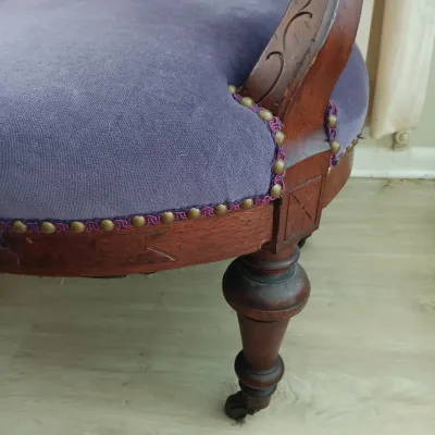 LOT 193: Pair of Victorian-Style Purple Velvet Upholstered Chairs