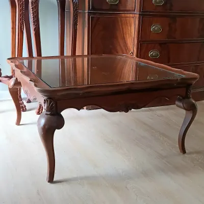 LOT 217: Vintage Imperial Furniture Co. Glass-Top Mahogany Coffee Table