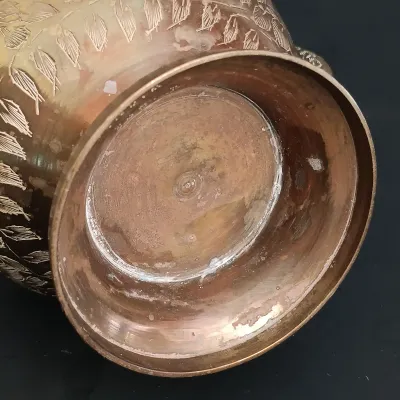 LOT 235: Etched Brass Aftaba Ewer with Brass Candle Holders