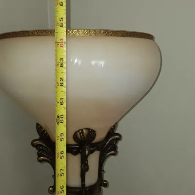 LOT 191: Vintage Metal Torchiere with Glass Shade