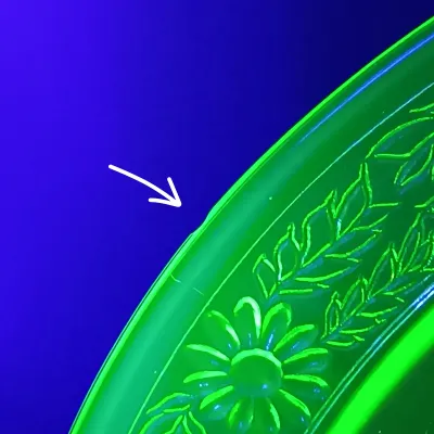 LOT 273: Uranium Glass Daisy Print Divided Plates
