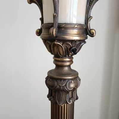 LOT 191: Vintage Metal Torchiere with Glass Shade