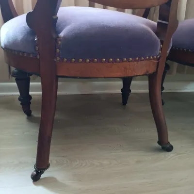 LOT 193: Pair of Victorian-Style Purple Velvet Upholstered Chairs