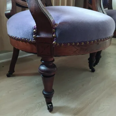 LOT 193: Pair of Victorian-Style Purple Velvet Upholstered Chairs
