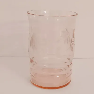 LOT 239: Pink Depression Glass Cake Plate, Bowl, Dish Lid & More