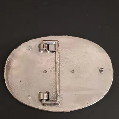 LOT 211: Eclectic Collection of a Belt Buckle, Art Glass, Vintage Paperweight, Wooden Box, Stamps & More