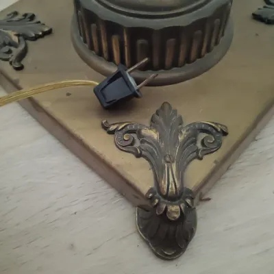 LOT 191: Vintage Metal Torchiere with Glass Shade