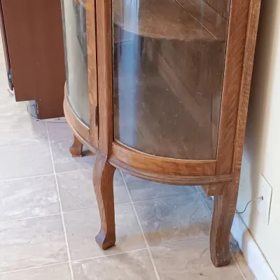 LOT 229: Antique Curved Glass Curio Cabinet