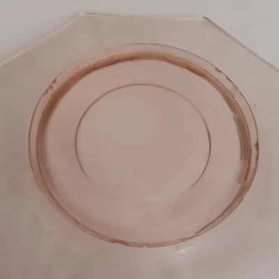 LOT 214: Pink Depression Glass Plates, Cups, Bowls and More
