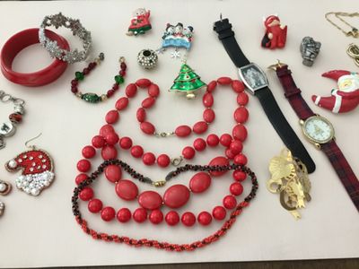 Vintage Christmas and Halloween mixed brooches, bracelets, necklaces, earrings, etc. used and in new condition