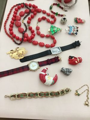 Vintage Christmas and Halloween mixed brooches, bracelets, necklaces, earrings, etc. used and in new condition