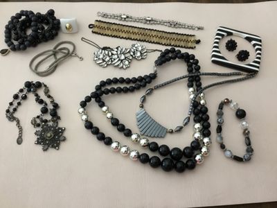 Cute, black and white mixed vintage light, bracelets, necklace, etc. all in very good condition