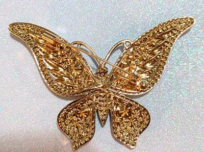 **NEW ARRIVAL** Jeweled Both MULTICOLOR & BLUE Marquise-Cut & Round Stones BUTTERFLY BROOCH (2½" x 1¾") with One Half...