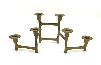 Mid-Century articulated brass candlesticks 